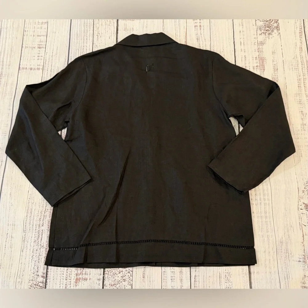 David Dart Womens Size PS. Black 100% Linen Shirt Pearlescent Button Long Sleeve - Picture 6 of 6